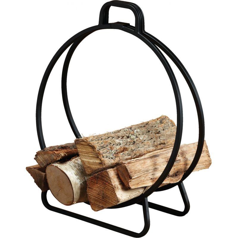 Home Impressions Hoop Fireplace Log Holder Baked-On Black Polyurethane