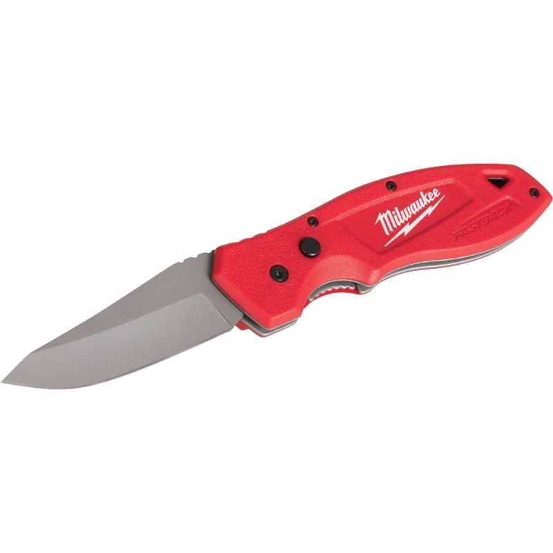 Milwaukee FASTBACK Smooth Folding Knife Red, 2-3/4 In.