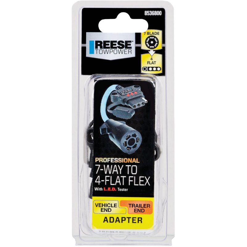 Reese Towpower 7-Way to 4-Flat Flex Plug-In Adapter w/LED Tester