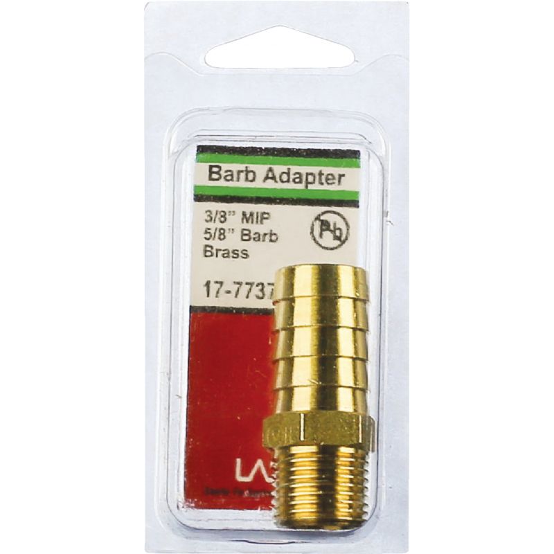 Lasco Brass Hose Barb X Male Pipe Thread Adapter 3/8&quot; MPT X 5/8&quot; Hose Barb