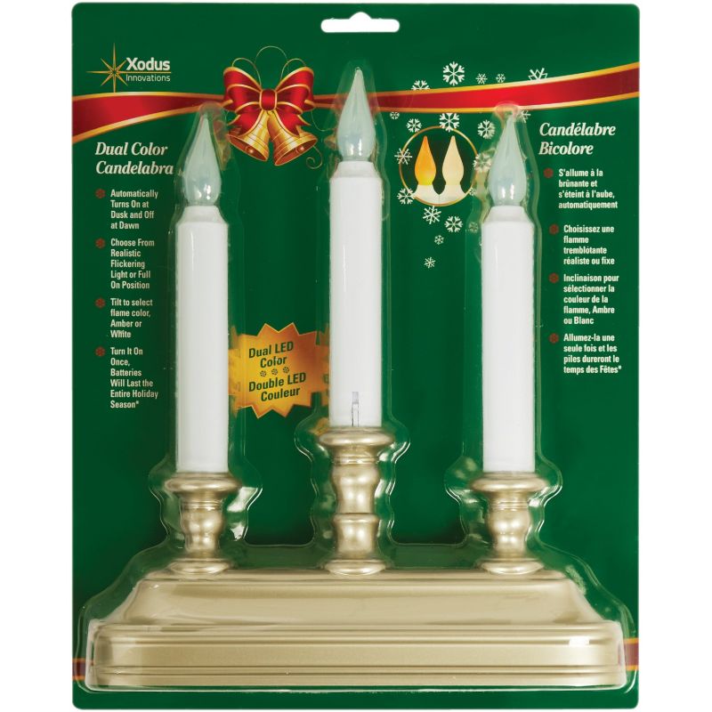 Xodus LED Battery Operated Dual Candelabra Pewter