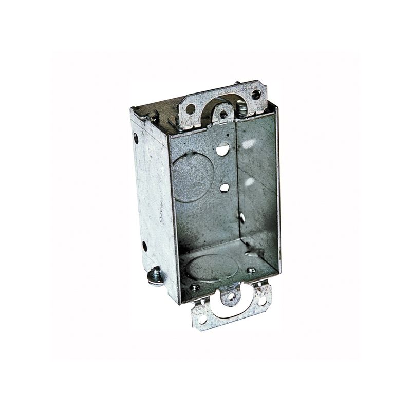 Raco 400 Gangable Switch Box, 1-Gang, 1-Outlet, 3-Knockout, 1/2 in Knockout, Steel, Gray, Galvanized, Screw Gray