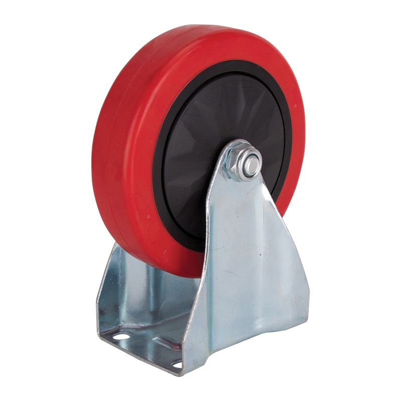 ProSource JC-382-G Rigid Caster, 5 in Dia Wheel, 30 mm W Wheel, PU Wheel, Red, 275 lb, Steel Housing Material Red
