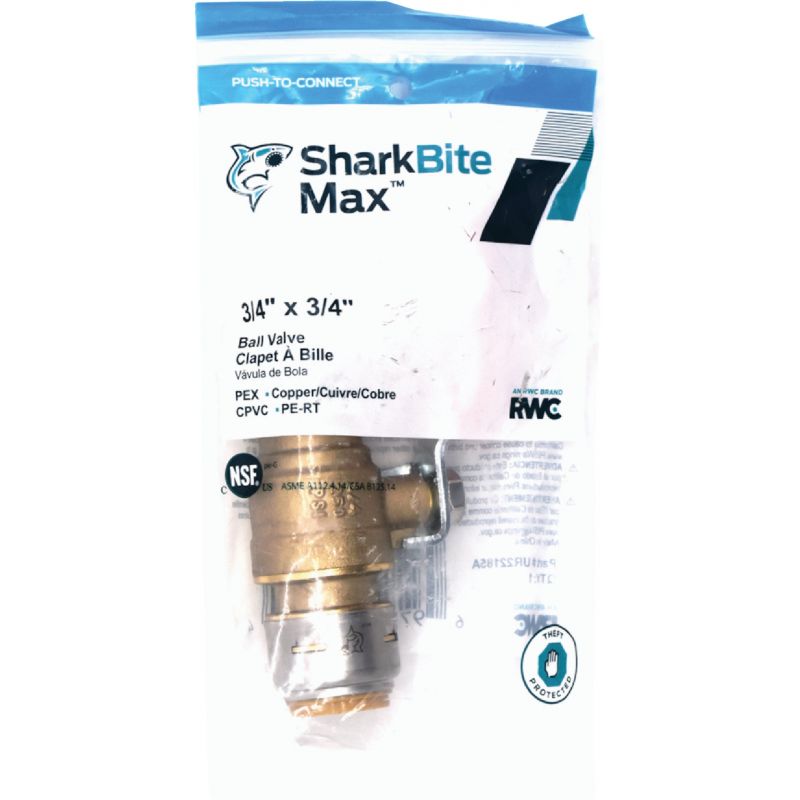 SharkBite Brass Push-Fit Ball Valve 3/4 In. CTS X 3/4 In. CTS