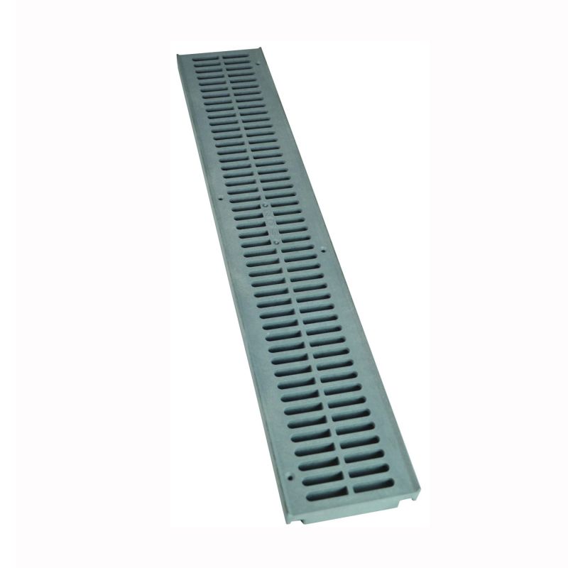 NDS 241-1 Drain Grate, 24 in L, 4.13 in W, Rectangular, 3/8 x 3-1/4 in Grate Opening, HDPE, Gray Gray
