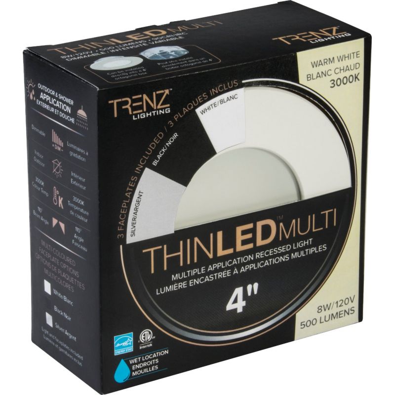 Liteline Trenz ThinLED 3000K Multi-Trim Recessed Light Kit Multi