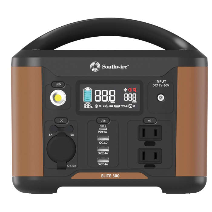 Southwire Elite 500 Series 53251 Portable Power Station, 12 VDC, 4-Port,  2-Outlet, 3 Prong Plug