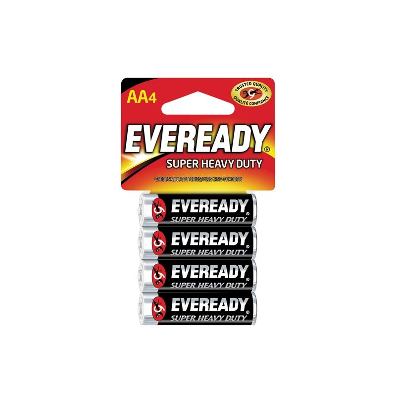 Eveready 1215 1215SW-4 Battery, 1.5 V Battery, 1.1 Ah, AA Battery, Alkaline, Manganese Dioxide, Zinc