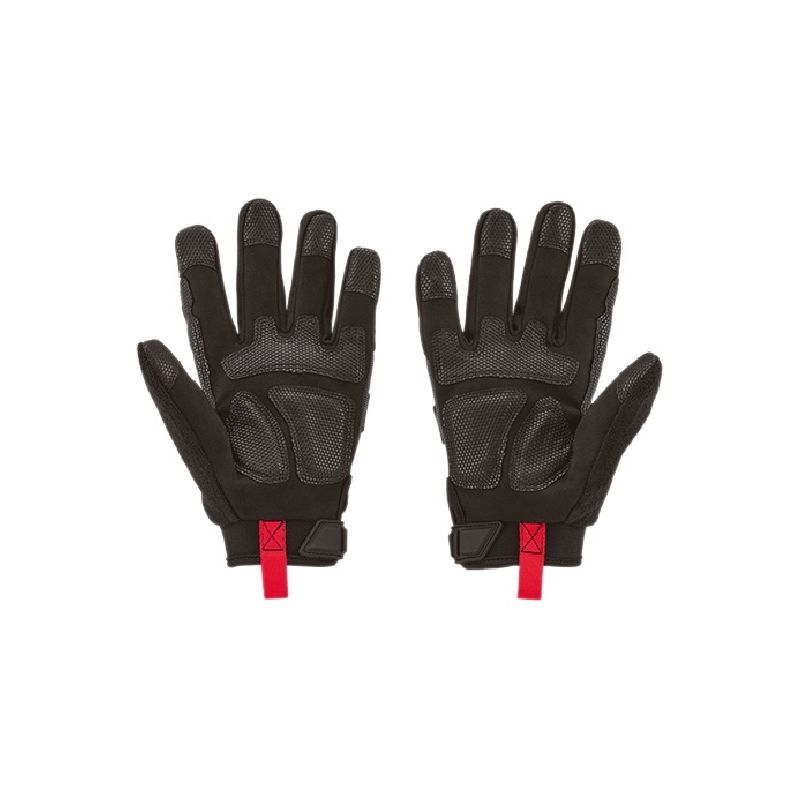 Milwaukee 48-22-8732 Multi-Purpose Work Gloves, Unisex, L, 7.53 to 7.73 in L, Hook-and-Loop Cuff, Leather, Black/Red L, Black/Red