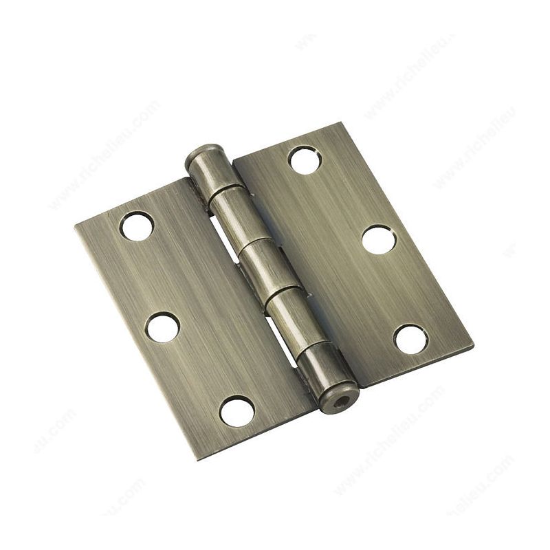 Onward 820ABB Butt Hinge, 3 in H Frame Leaf, 3/32 in Thick Frame Leaf, Steel, Antique Brass, Removable Pin, 40 lb