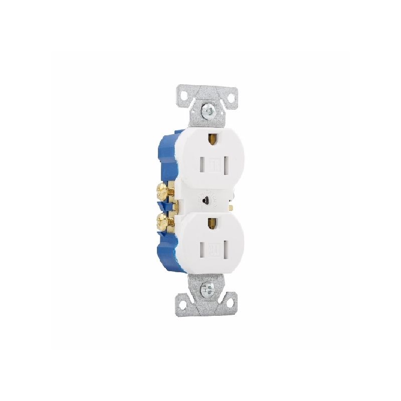 Eaton Wiring Devices TR270W Duplex Receptacle, 2 -Pole, 15 A, 125 V, Push, Side Wiring, NEMA: 5-15R, White White