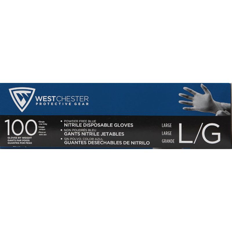 West Chester Protective Gear Posi Shield Nitrile Disposable Glove L, Blue