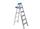 Werner 366 Step Ladder, 6 ft H, Type I Duty Rating, Aluminum, 250 lb, 5-Step, 10 ft Max Reach Blue