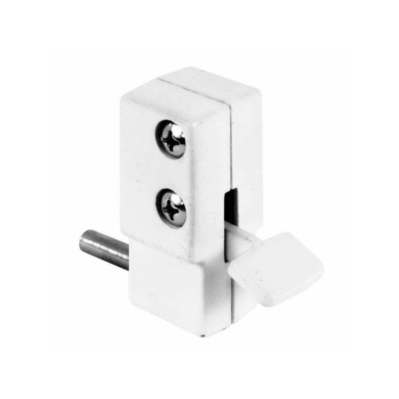 Prime-Line U 9879 Sliding Door Lock, Aluminum, White, 3/16, 1/8, 1/4 in Thick Door