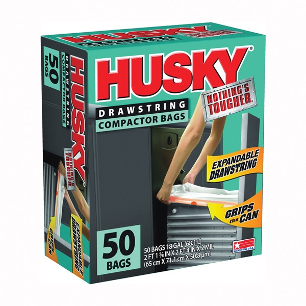 Husky Contractor Trash Bags, 42 gal, 32.75 in x 45.125 in, 3 mil, Heavy  Duty, Black, 32 Pack HC42WC032B