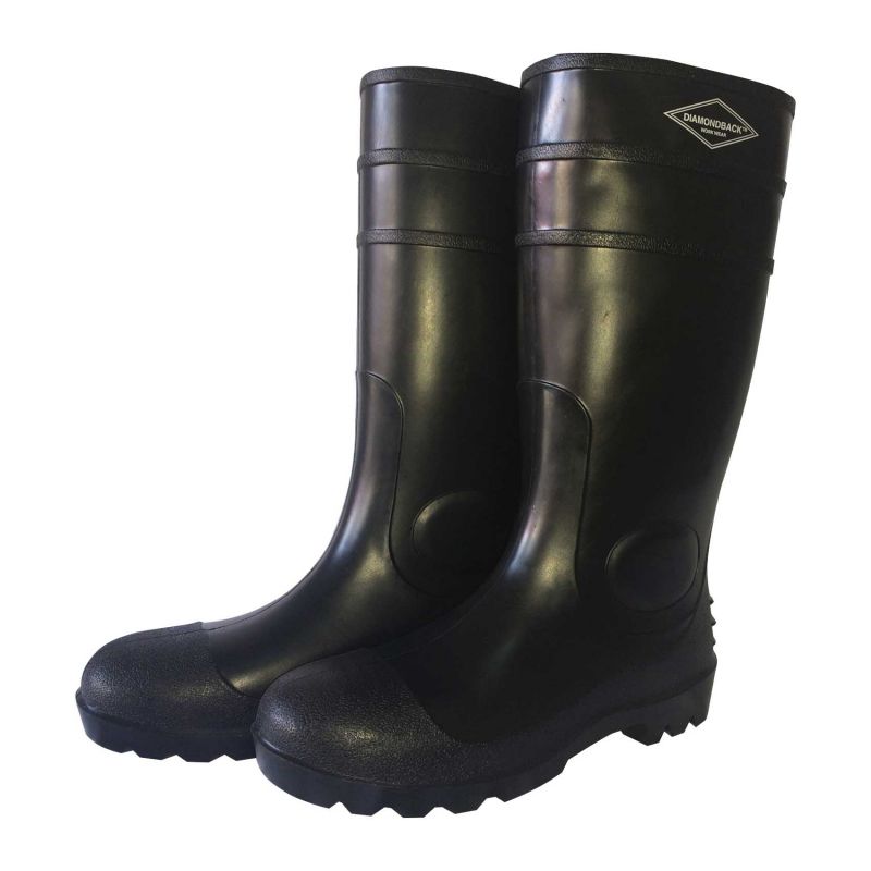Diamondback L-G06B15 Knee Boots, 15, Black, PVC Upper 15, Black, Slip-On