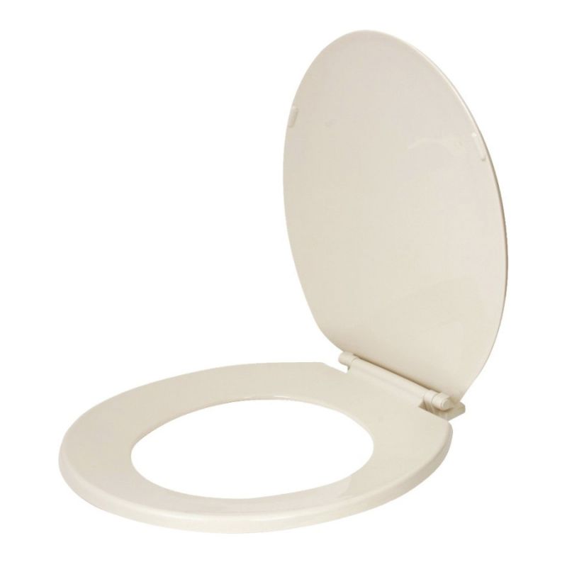 ProSource KJ-883A1-BN Toilet Seat, Round, Plastic, Bone, Plastic Hinge Bone