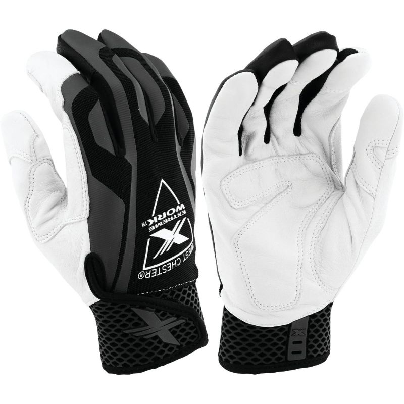 West Chester Protective Gear Extreme Work IndestruX Leather Work Glove L, White &amp; Black