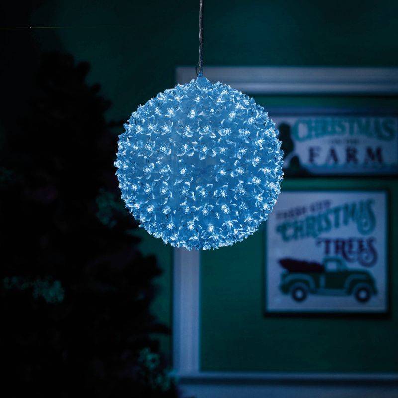 Alpine Twinkling LED Christmas Ornament 8 In. W. X 8 In. H. X 8 In. L., Blue