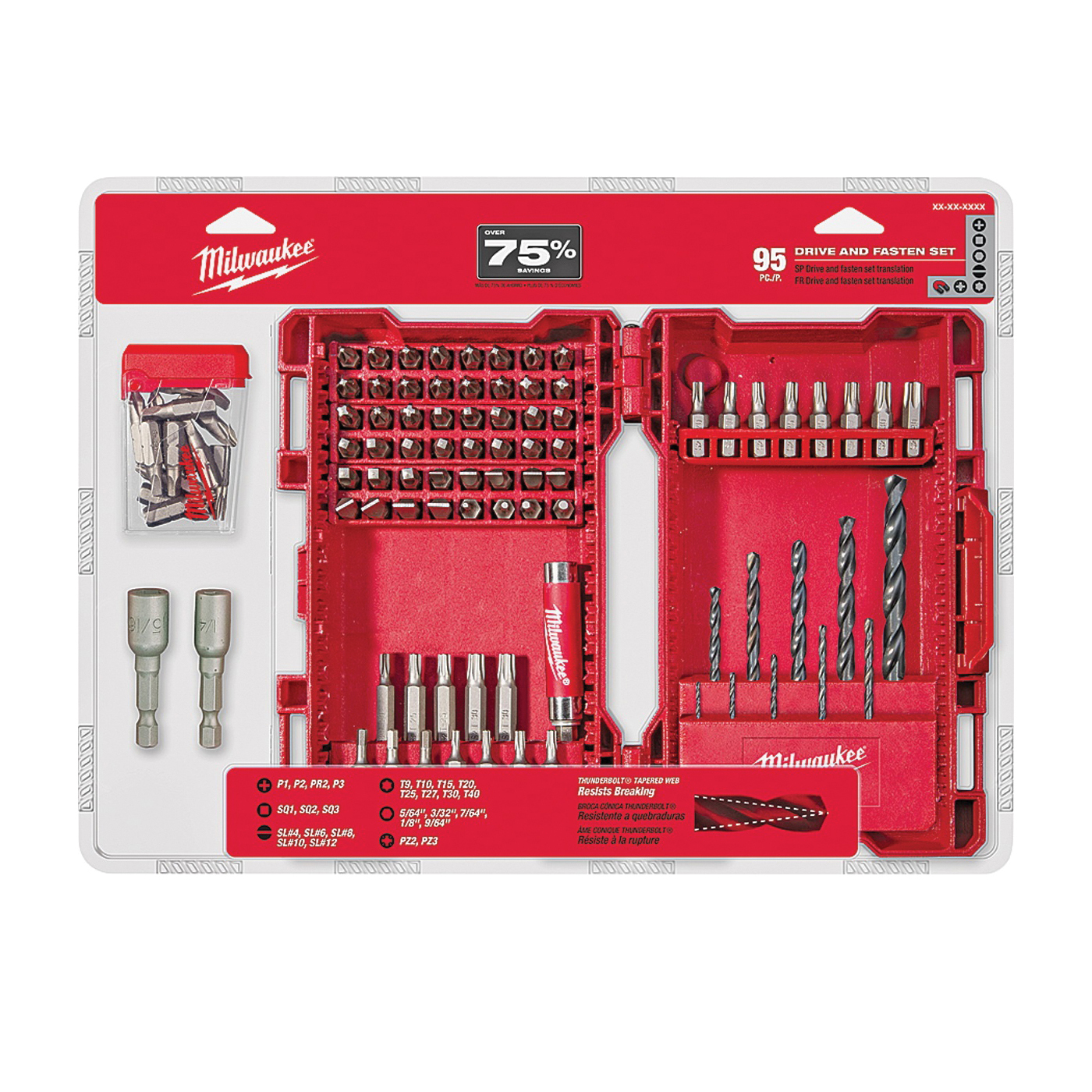 Buy Milwaukee 48-89-1561 Drill/Drive Set, 95-Piece, Steel, Black Oxide