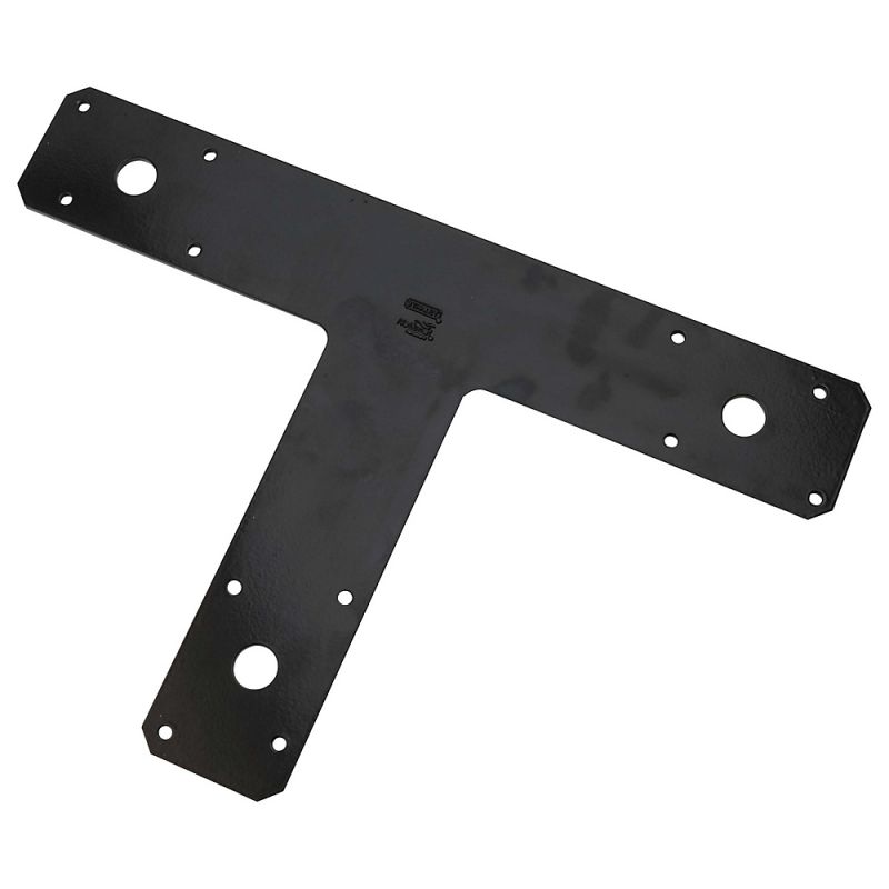 National Hardware N266-472 T-Plate, 8 in L, 12 in W, Steel, Powder-Coated, Nail Mounting Black