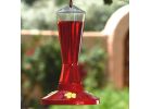 Perky-Pet 211 Bird Feeder, Pinch Waist, 8 oz, Nectar, 3-Port/Perch, Plastic, Clear/Red, Hang Mounting Clear/Red