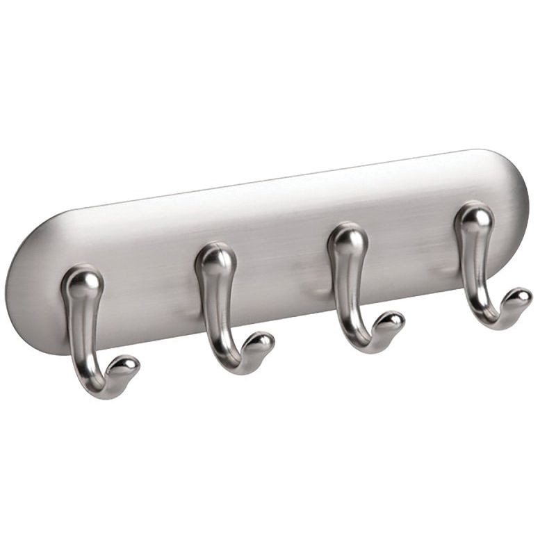 iDESIGN 54470 Key Rack, 4-Key Hook, Stainless Steel, Silver, Brushed, 7 in L Silver
