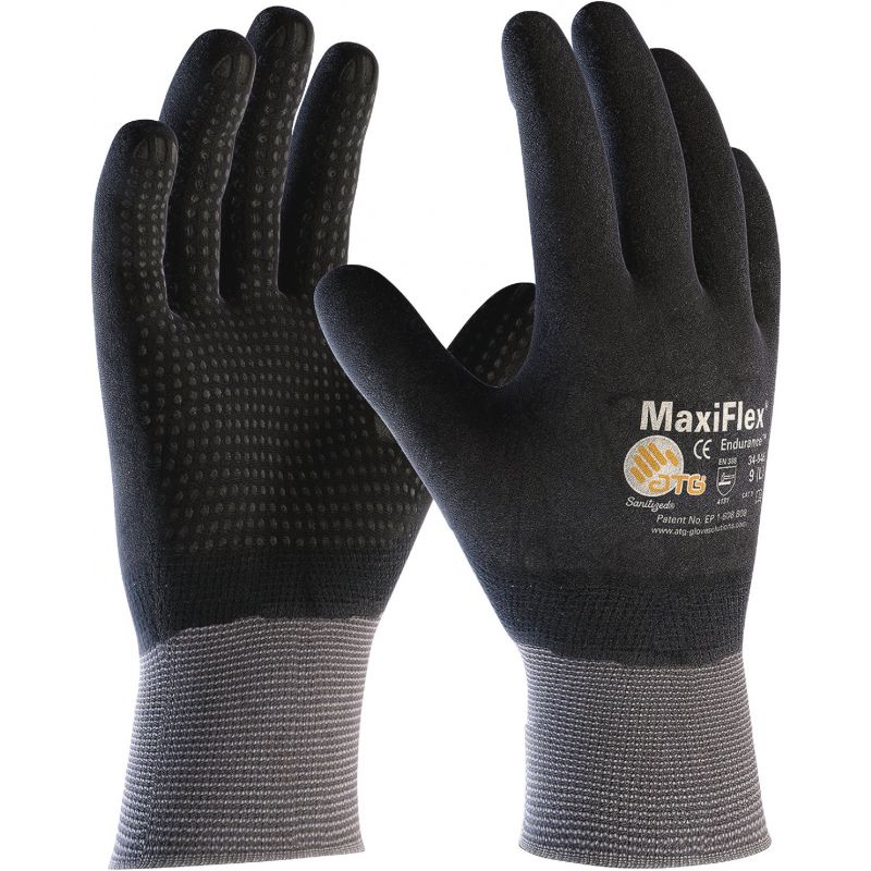 MaxiFlex Endurance Coated Work Glove Large, Black &amp; Gray