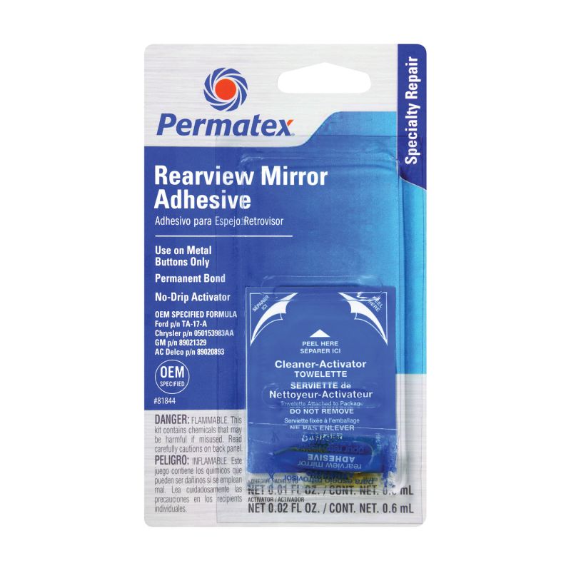 Permatex 81844 Rearview Mirror Adhesive, Liquid, Irritating, Yellow Yellow