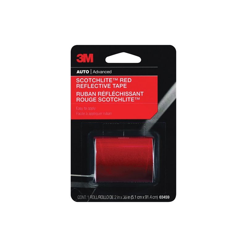 Scotchlite 03459 Reflective Safety Tape, 36 in L, 2 in W, Red Red