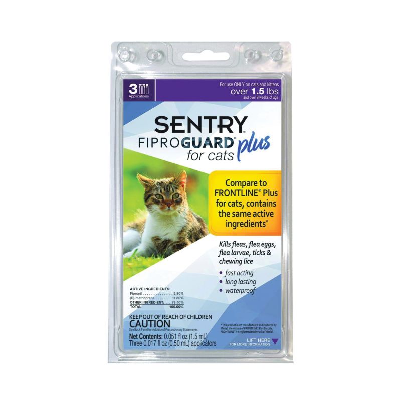 SENTRY Fiproguard Plus 03164 Flea and Tick Squeeze-On, Liquid, Pleasant, 3 Count Pale Yellow
