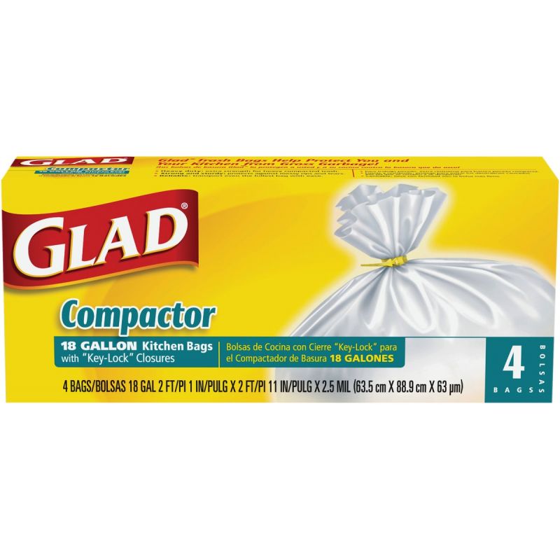 Glad Compactor Kitchen Trash Bag 18 Gal., White