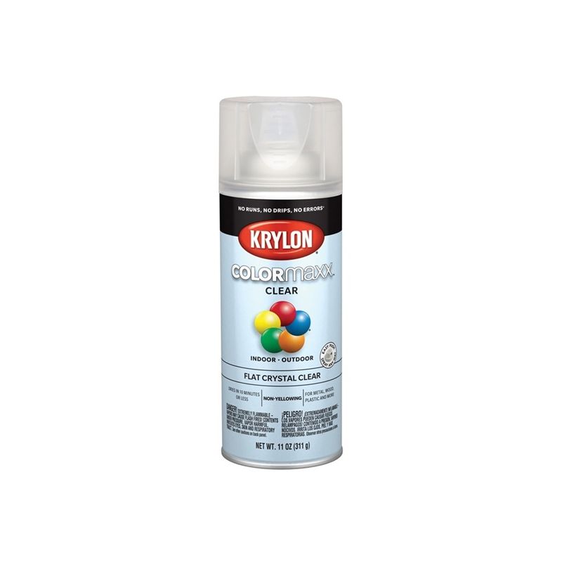 Krylon K05547007 Enamel Spray Paint, Flat, Clear, 11 oz, Can Clear