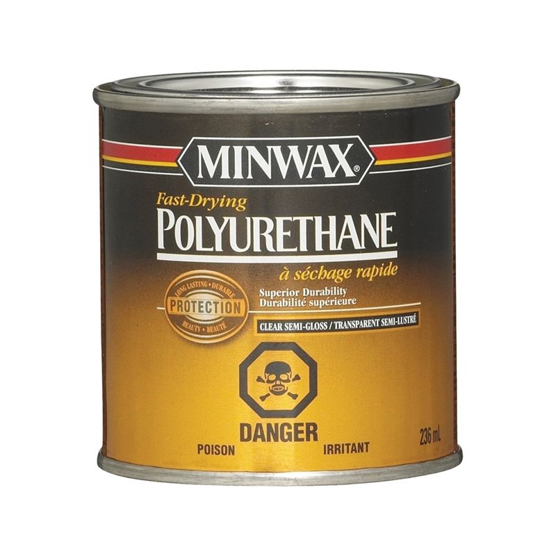 Minwax 305014444 Fast-Drying Polyurethane, Semi-Gloss, Liquid, Clear, 236 mL Clear