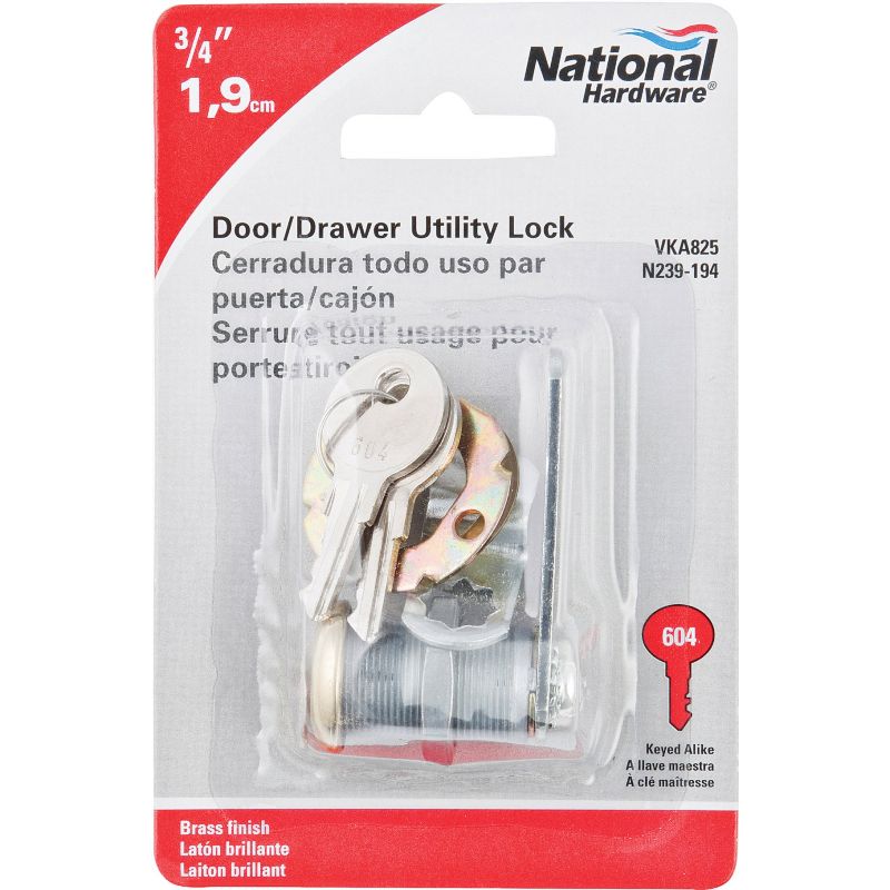 National VKA825 Utility Lock 3/4 In., Brass