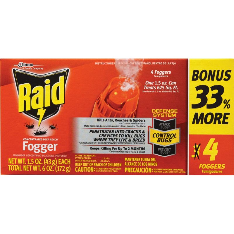 Raid Concentrated Deep Reach Indoor Insect Fogger 1.5 Oz.