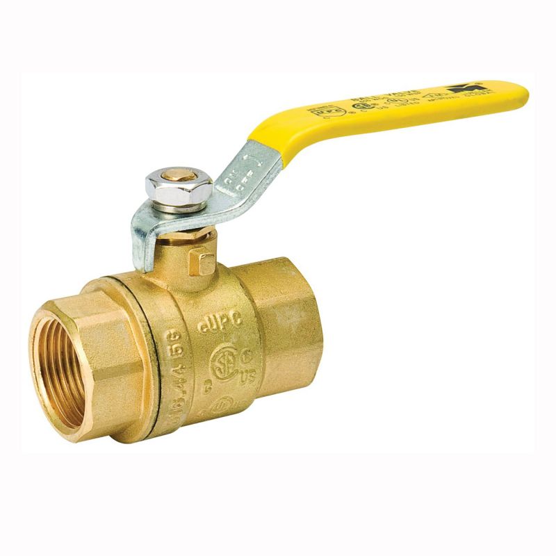 B &amp; K 107-824NL Ball Valve, 3/4 in Connection, FPT x FPT, 600/150 psi Pressure, Manual Actuator, Brass Body