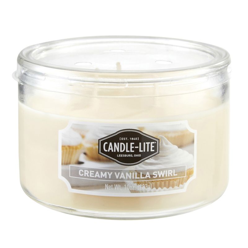 CANDLE-LITE 1879553 Scented Candle, Creamy Vanilla Swirl Fragrance, Ivory Candle (Pack of 4)