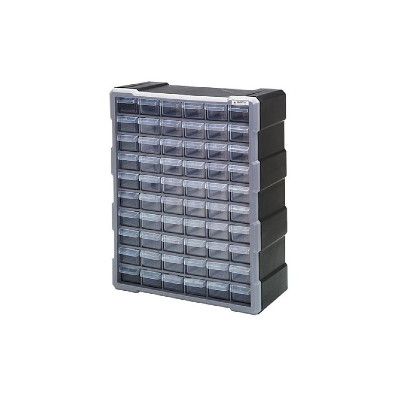Quantum Storage Systems PDC-60BK Small Parts Organizer, 15 in L, 6-1/4 in W, 18-3/4 in H, 60-Drawer, Polypropylene Black