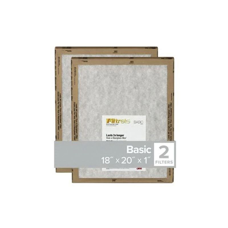 Filtrete FPL45-2PK-24 Air Filter, 20 in L, 18 in W, 2 MERV, For: Air Conditioner, Furnace and HVAC System
