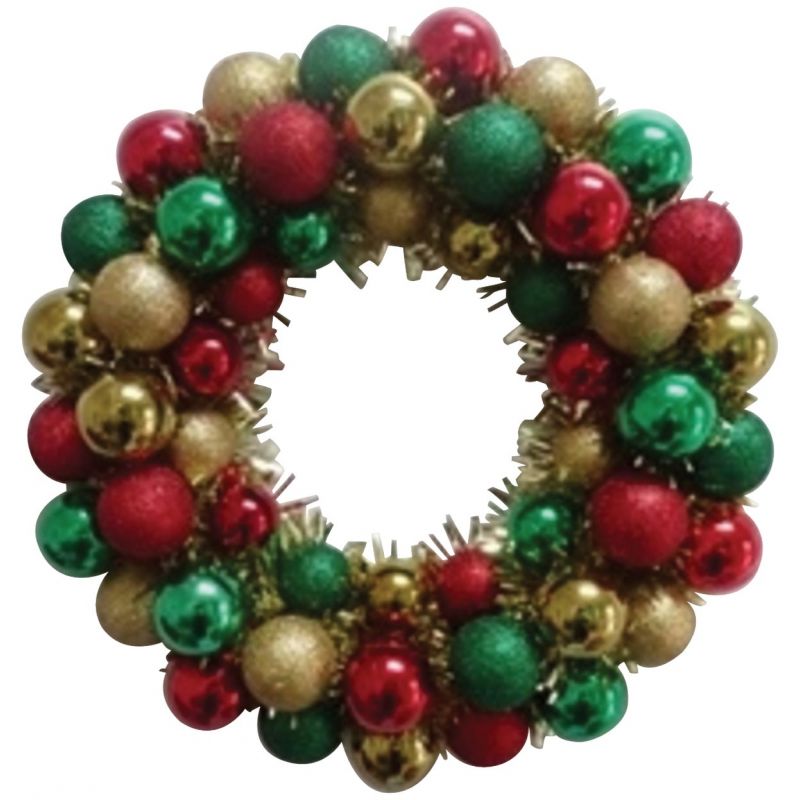 Youngcraft 16 In. Shatterproof Ornament Wreath Gold, Green, Red (Pack of 6)