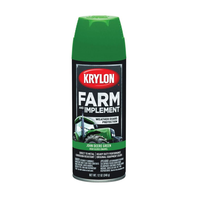 Krylon K01932000 Farm Equipment Spray, High-Gloss, Green, 12 oz, Can Green
