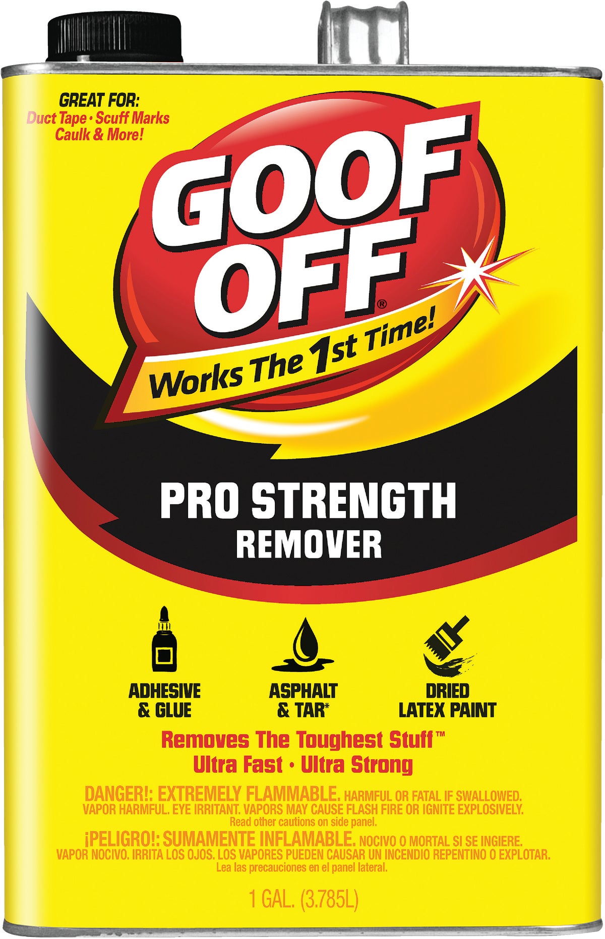 Goof Off Fast-Acting Liquid Adhesive Remover - Removes Dried Latex Paint &  Tough Adhesives - Pour Bottle - Ideal for Baseboards, Wood, Metal, Glass 