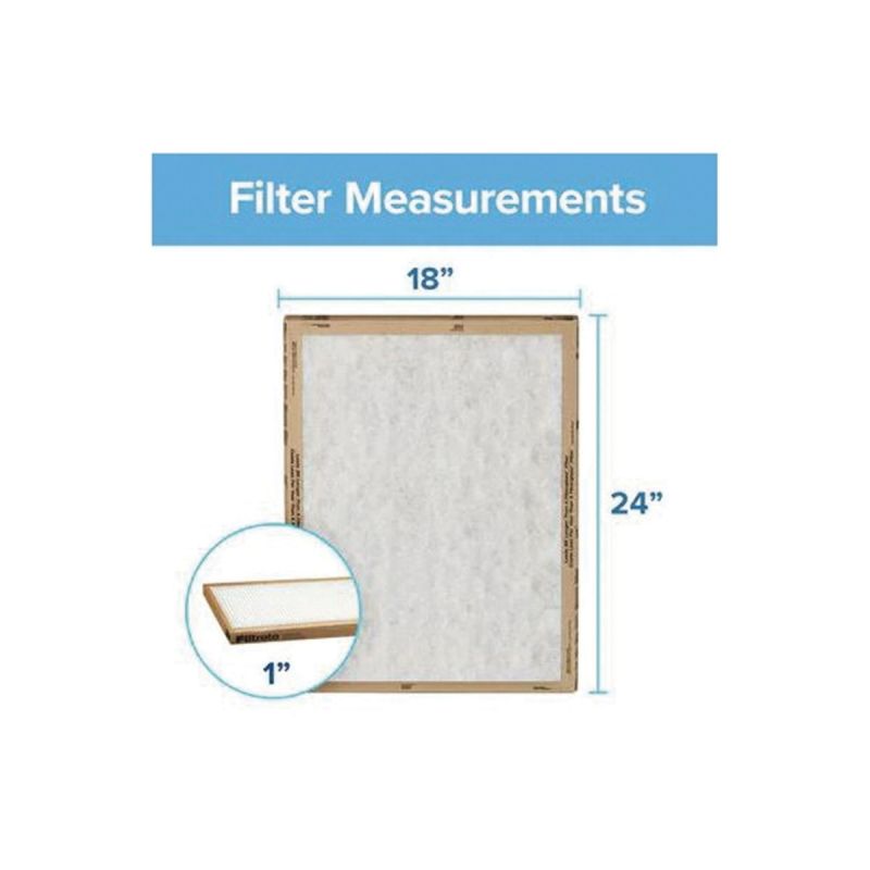Filtrete FPL21-2PK-24 Air Filter, 24 in L, 18 in W, 2 MERV, For: Air Conditioner, Furnace and HVAC System