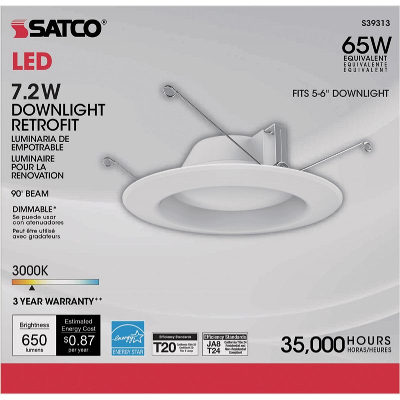 Satco Retrofit 650 Lumen LED Recessed Light Kit White