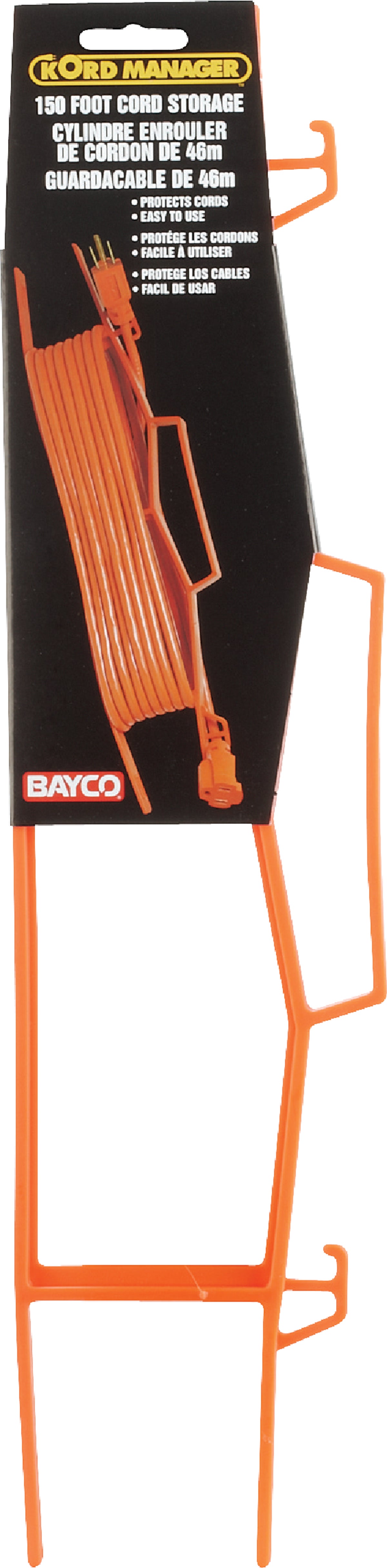 Bayco KW-130 Extension Cord Reel, 150 ft, Orange