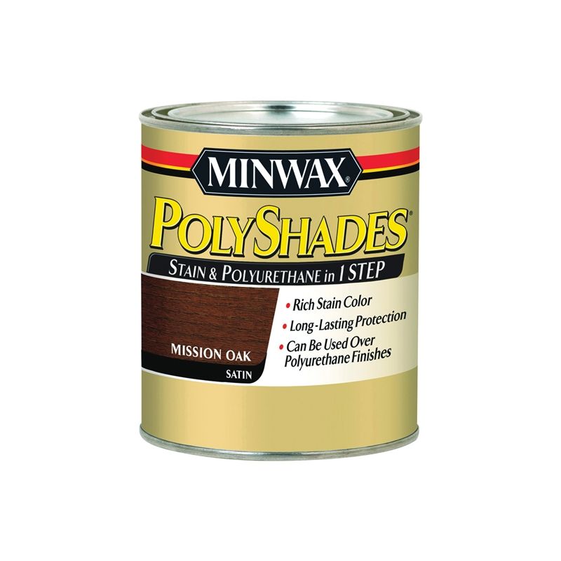 Minwax 213854444 Waterbased Polyurethane Stain, Satin, Liquid, Mission Oak, 0.5 pt, Can Mission Oak