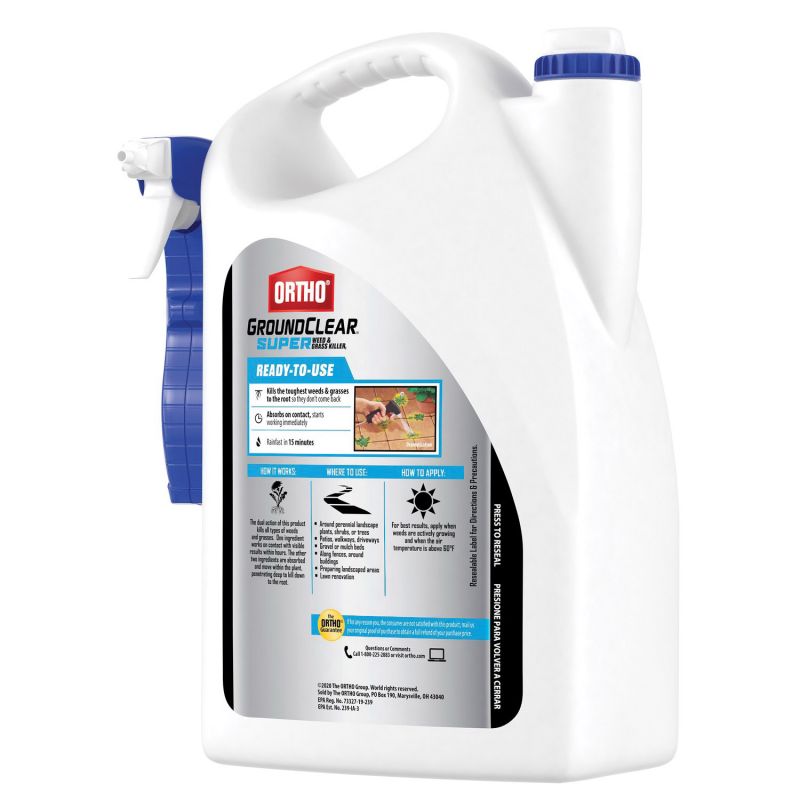 Ortho GroundClear 4652605 Weed and Grass Killer, Liquid, Light Yellow, 1 gal Jug Light Yellow