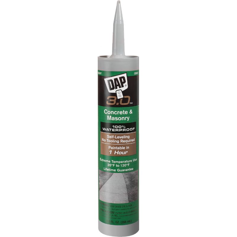 DAP 3.0 Self-Leveling High Performance Masonry &amp; Concrete Sealant 9 Oz., Gray