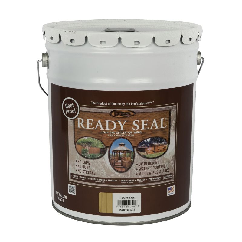 Ready Seal 505 Stain and Sealer, Light Oak, 5 gal Light Oak